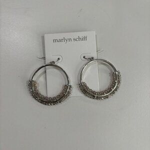 Marlyn Schiff Silver Hoop Earrings With Beaded Accents - Elegant & Chic Jewelry